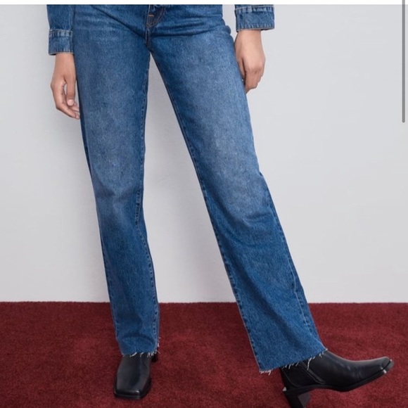Zara The Real High Rise Straight Leg Full Length Jeans - Picture 3 of 10